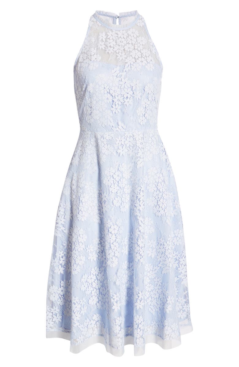 Vince Camuto Halter Neck Lace Midi Dress, Alternate, color, 