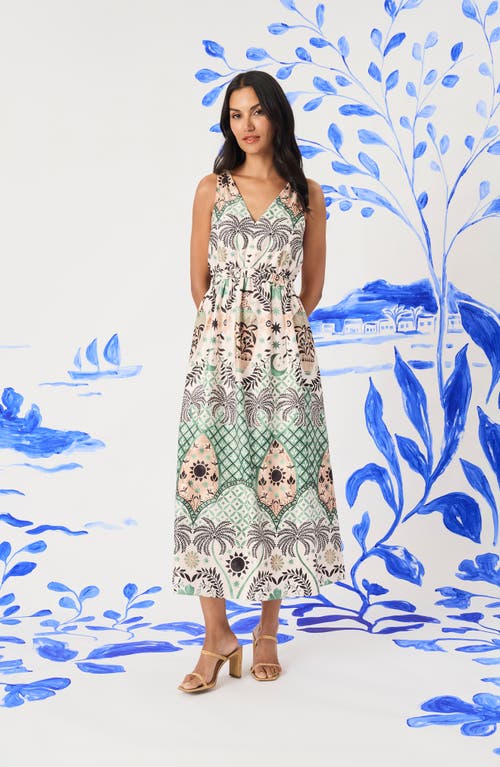 Maggy London Sleeveless Midi Dress In Cream/green