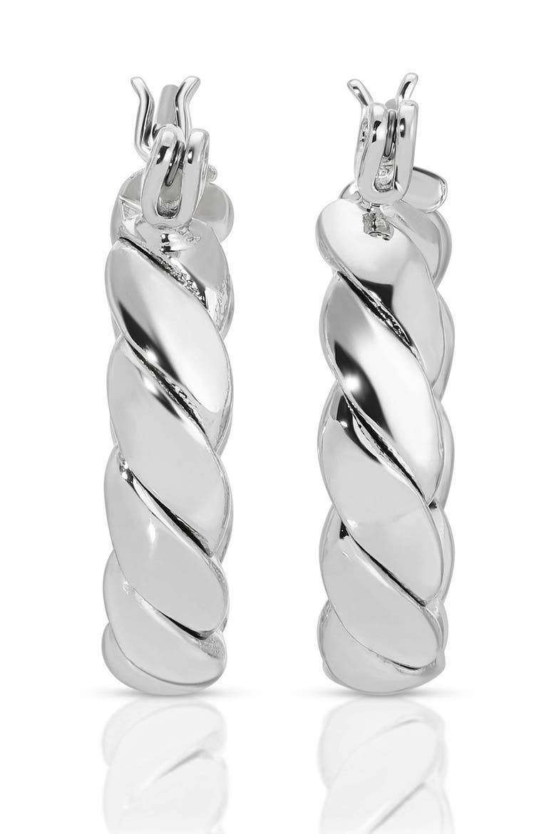 Texture Mini Hoop Earrings, Alternate, color, SILVER