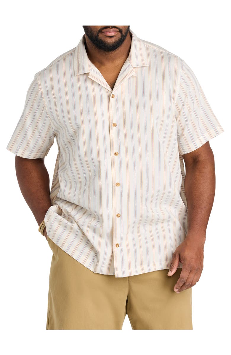 Nautica Big & Tall Striped Camp Shirt, Main, color, Sail White