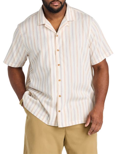 Big & Tall Striped Camp Shirt
