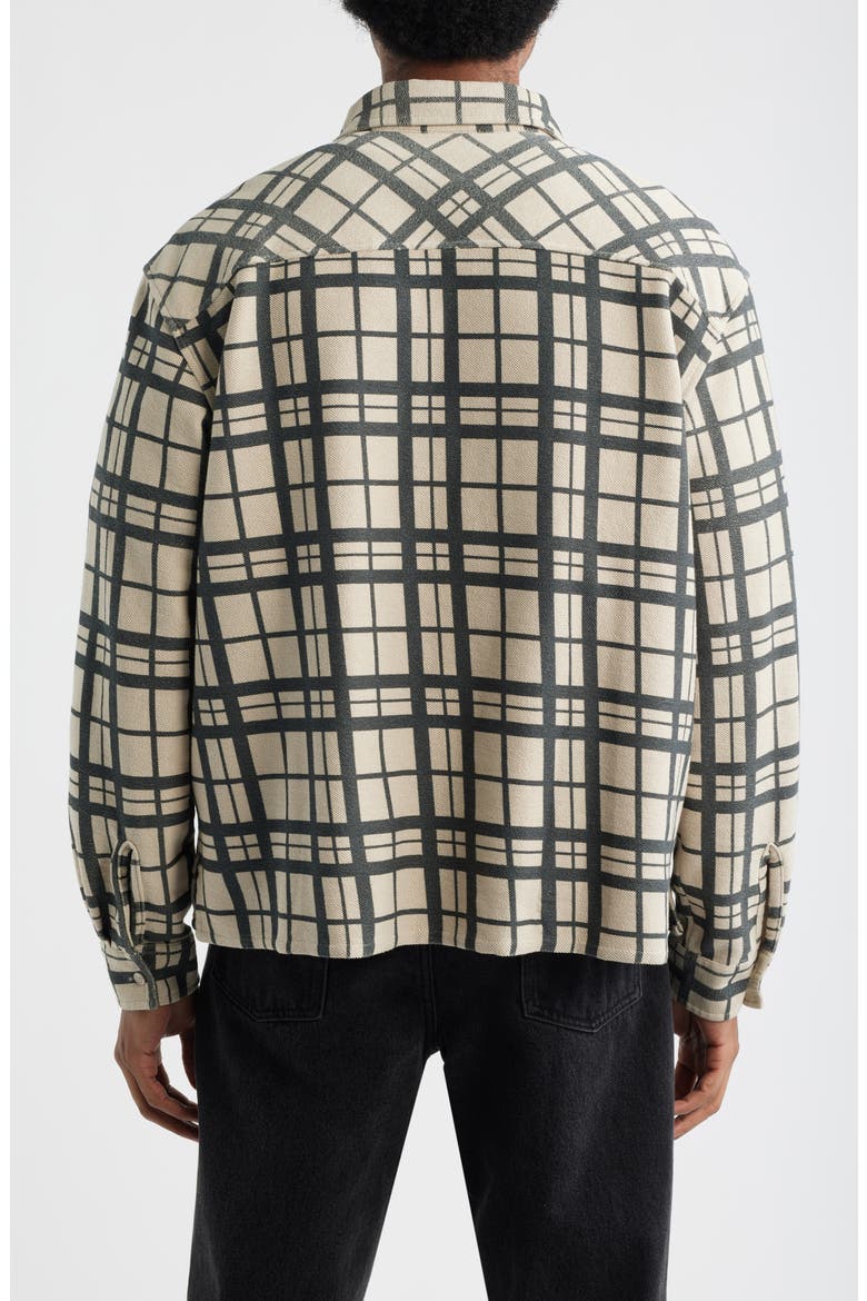 Plaid Cotton French Terry Button-Up Shirt, Alternate, color, SAND