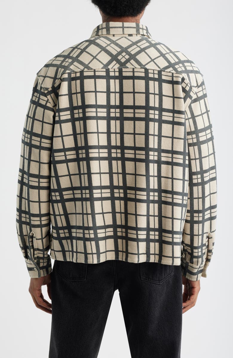 Brain Dead Plaid Cotton French Terry Button-Up Shirt, Alternate, color, Sand