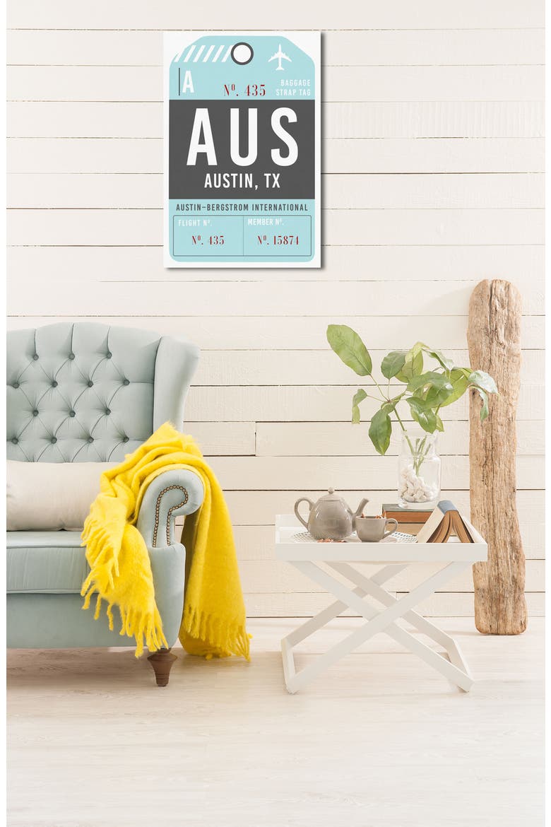 Austin Luggage Tag Wall Art, Alternate, color, BLUE