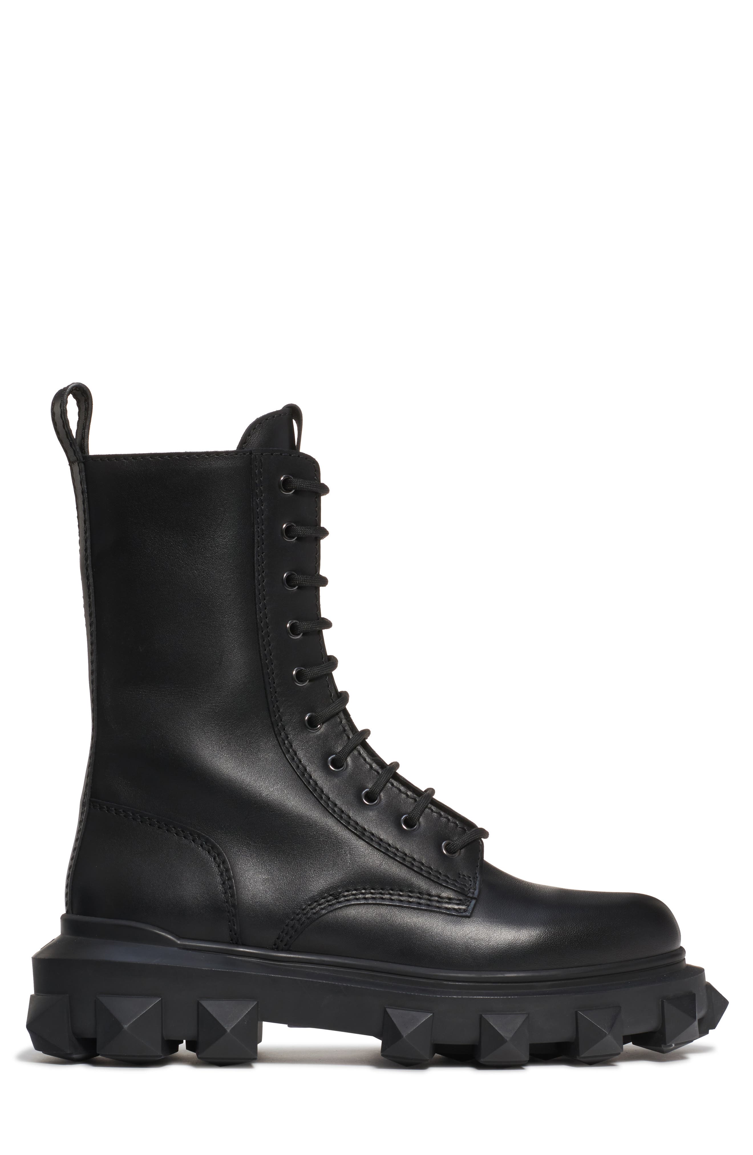 Valentino Garavani Trackstud Combat Boot, Alternate, color, 