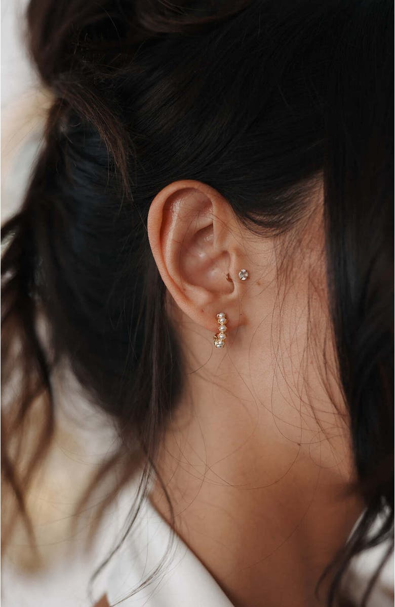 Untamed Petals Jessica Pearl Mini Hoops, Alternate, color, Pearl