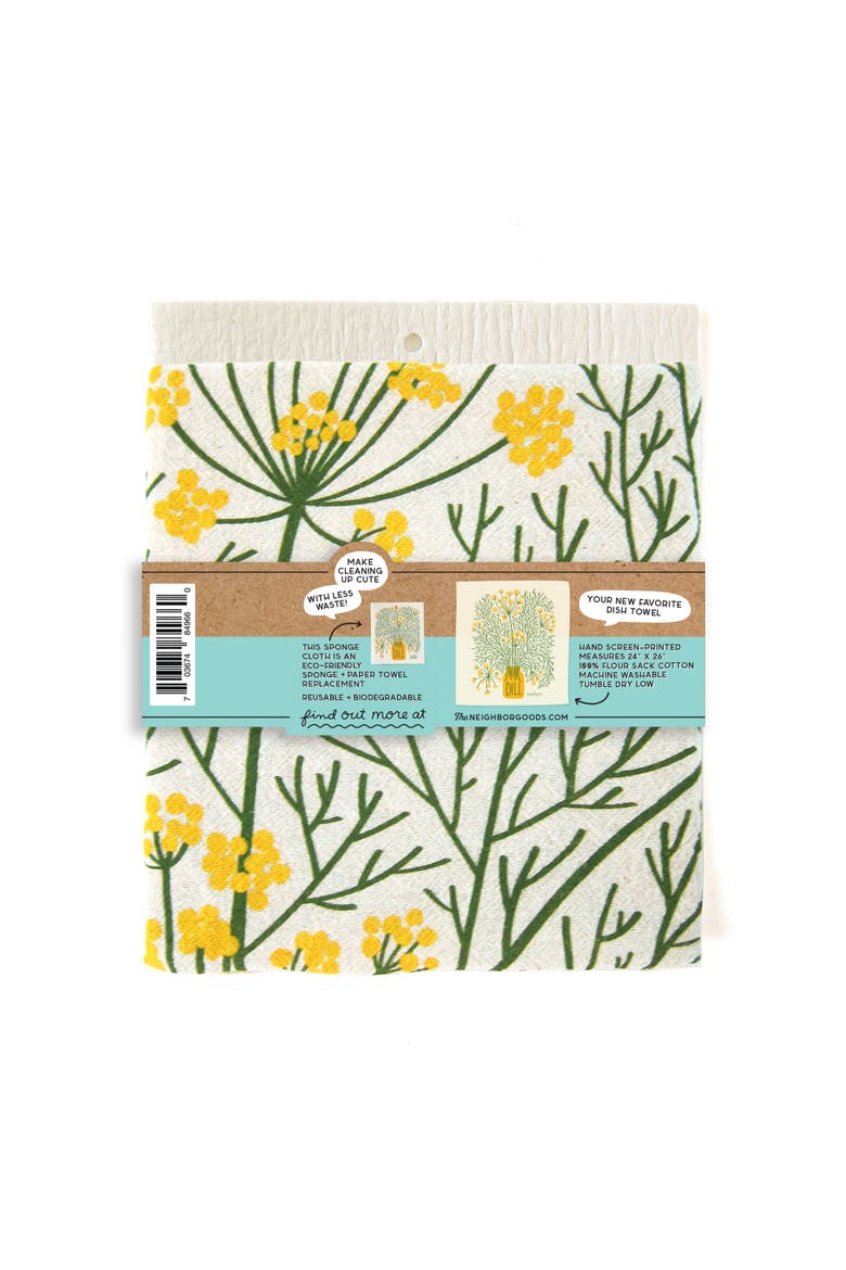 Dill Dish Towel + Sponge Cloth Gift Set, Alternate, color, Green