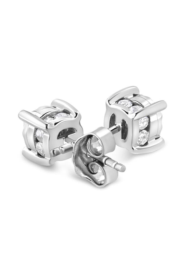 Silver 1.0 Ct Diamond Miracle- Solitaire Stud Earrings, Alternate, color, White