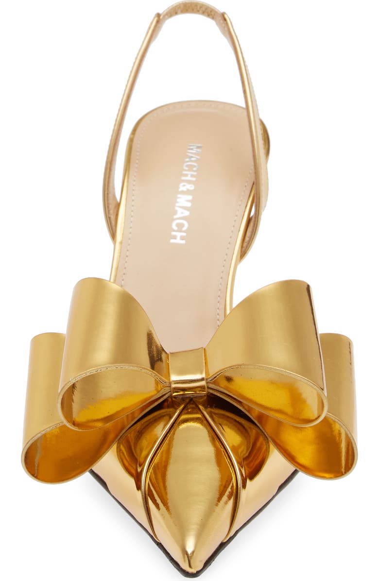 Mach & Mach Le Cadeau Bow Pointed Toe Metallic Slingback Pump, Alternate, color,