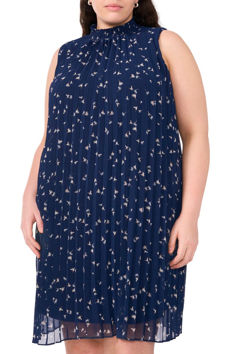 Halogen<sup>®</sup> Plissé Sleeveless Mock Neck Shift Dress, Alternate, color, 