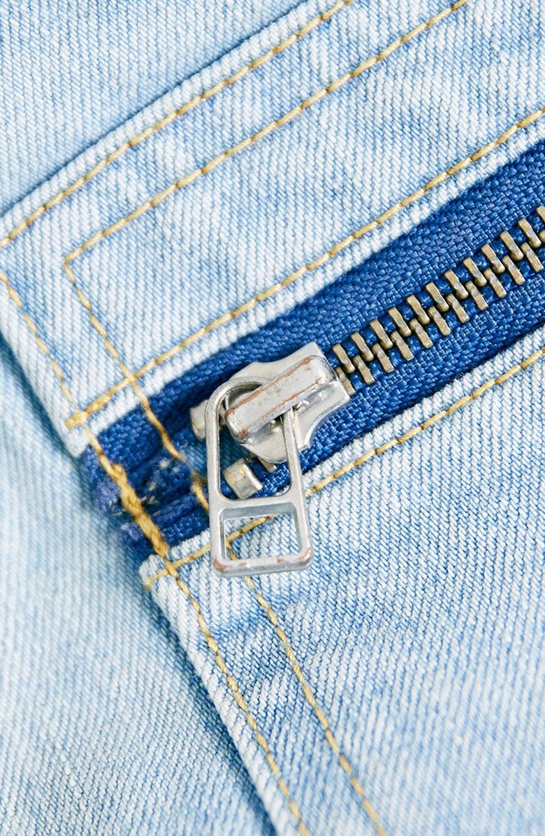 Topman Bleached Denim Overalls, Alternate, color, 