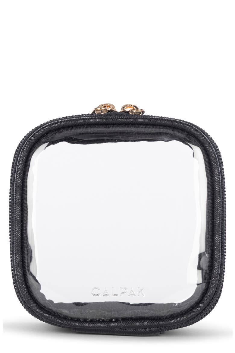 Tiny Clear Cosmetics Case, Main, color, BLACK