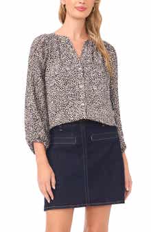 Abstract Print Button-Up Shirt