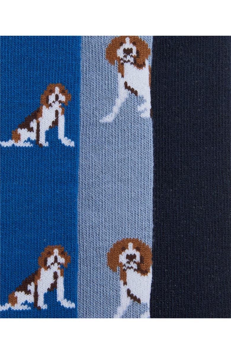 Barbour 3-Pack Beagle Dog Socks, Alternate, color, Blue Beagle