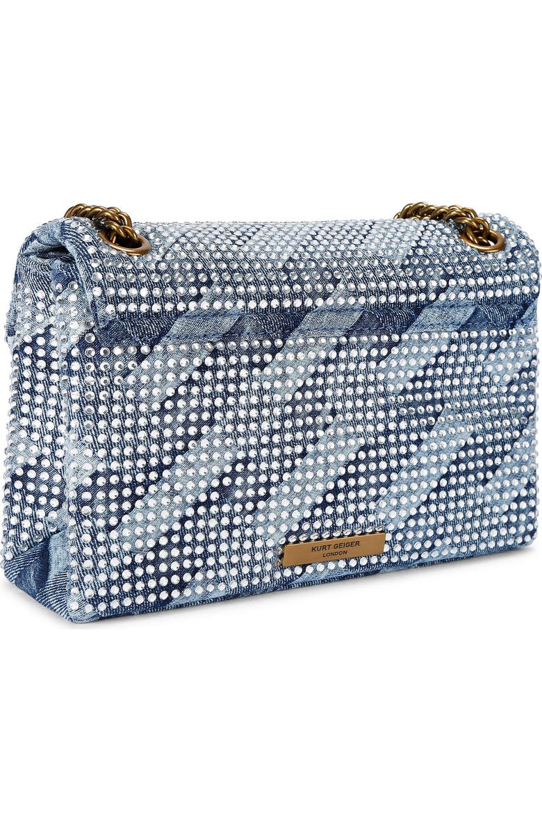 Kurt Geiger London Medium Kensington Crystal Embellished Denim Shoulder Bag, Alternate, color,