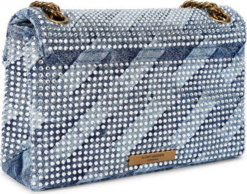 Medium Kensington Crystal Embellished Denim Shoulder Bag