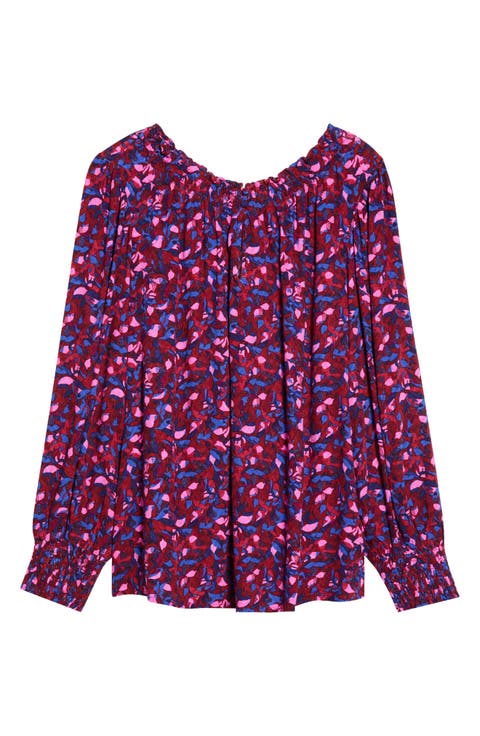 Abstract Smocked Top