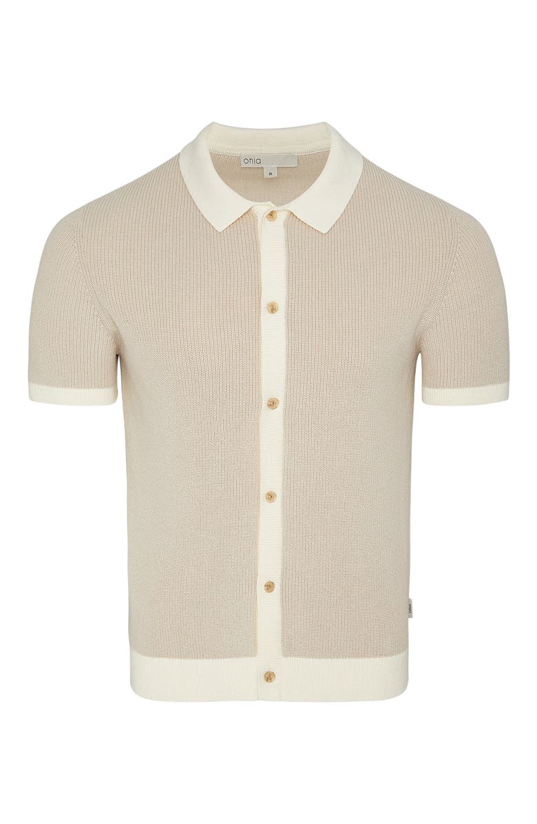 Onia Cotton Linen Button Up Sweater, Alternate, color, Stone/Egret