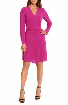 Maggy London Long Sleeve Faux Wrap Dress