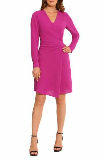 Long Sleeve Faux Wrap Dress