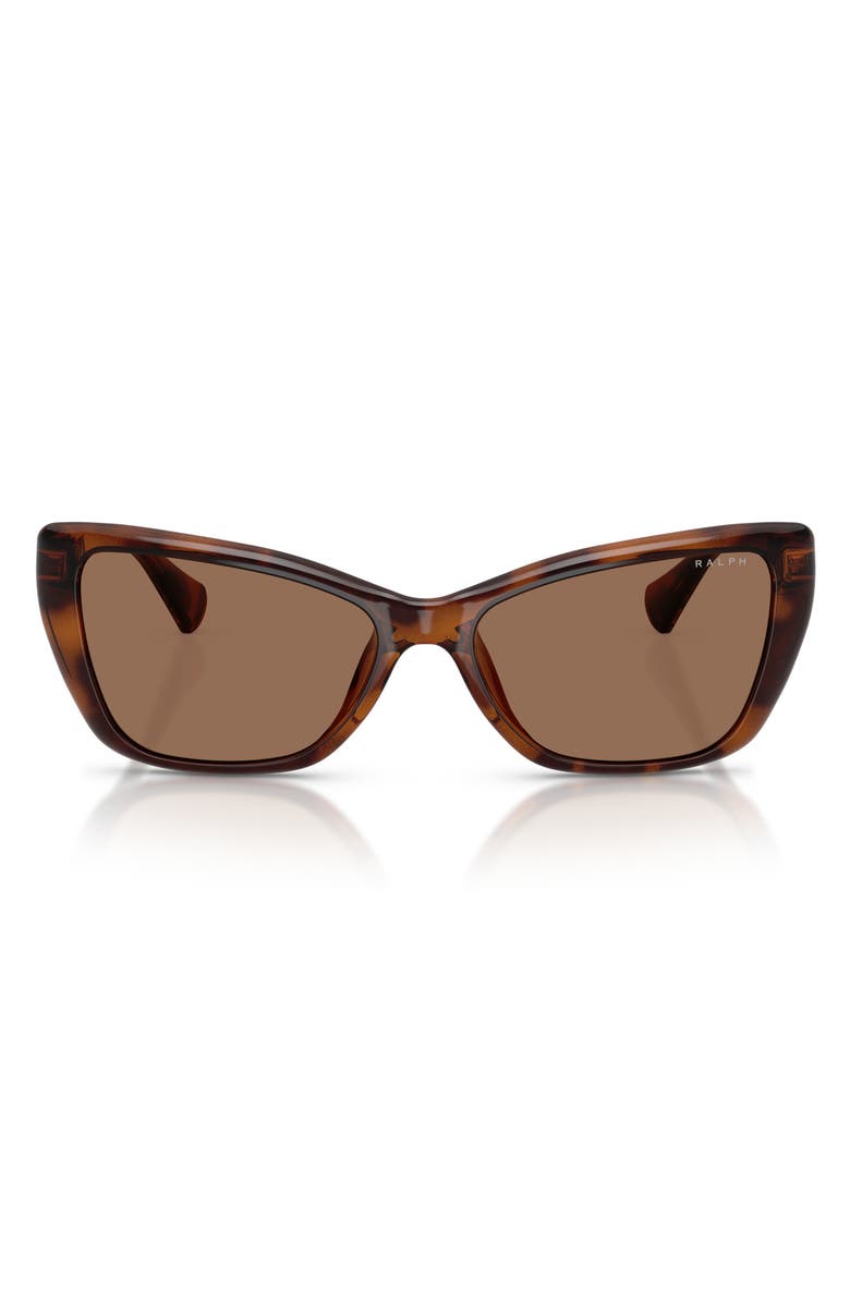 RALPH 56mm Cat Eye Sunglasses, Main, color, Shiny Dark Havana / Brown