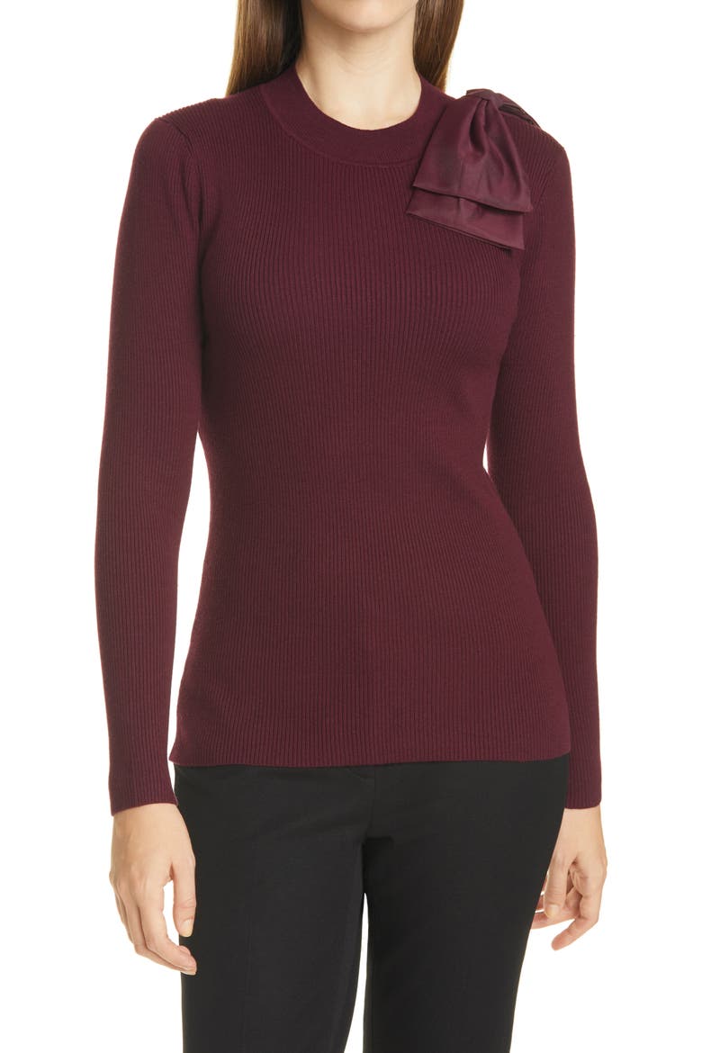 Ambher Mock Neck Sweater, Main, color, OXBLOOD