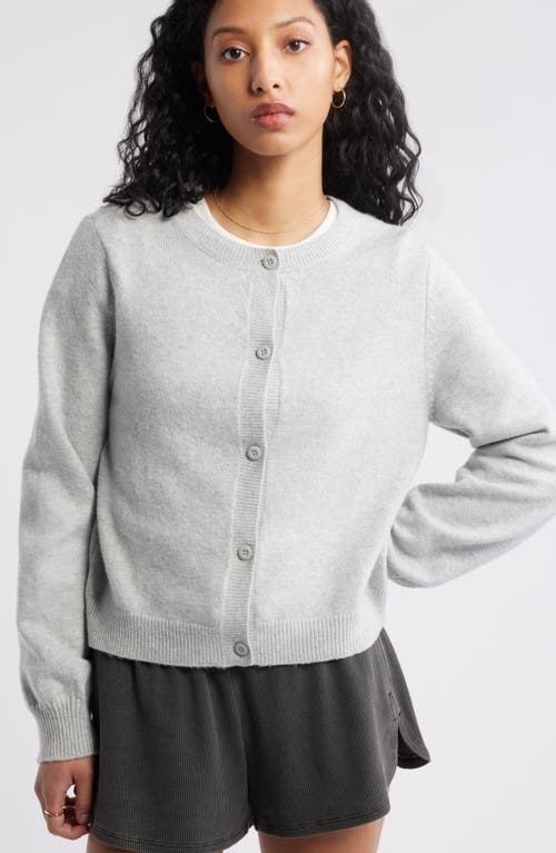 Bp. Crewneck Cotton Blend Cardigan In Grey Soft Heather