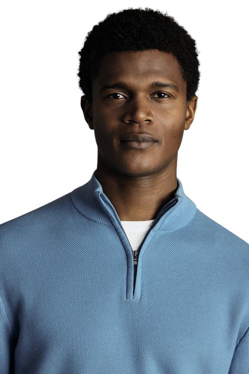 Charles Tyrwhitt Cotton Zip Neck Sweater In Blue
