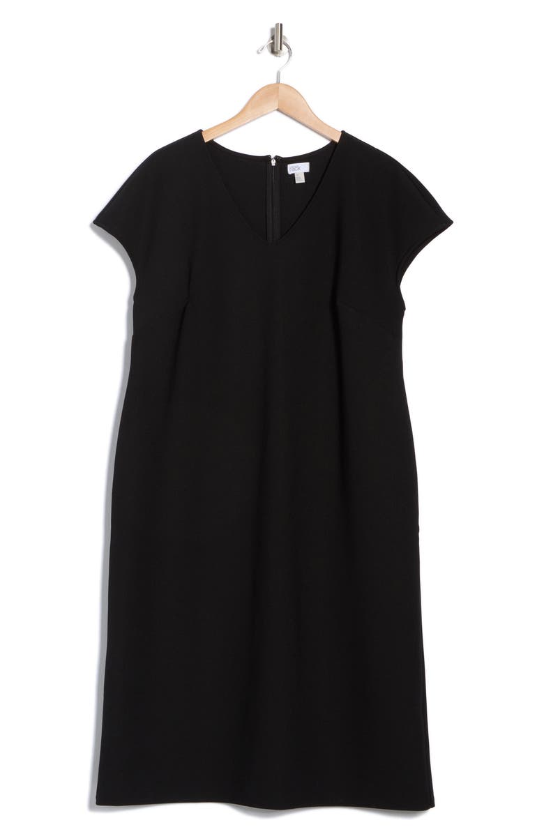 NORDSTROM RACK V-Neck Midi Shift Dress, Alternate, color, Black
