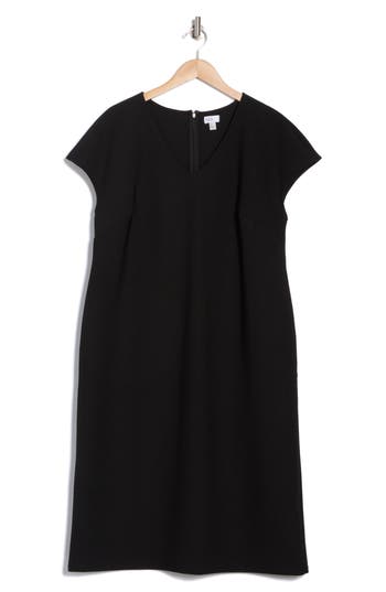 Nordstrom Rack V-neck Midi Shift Dress In Black