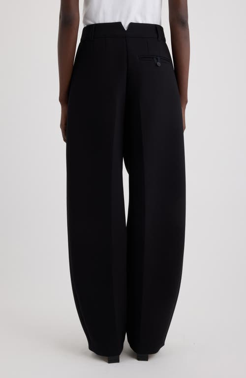 Jacquemus High-waisted Black Virgin Wool Pants With Curved Leg Silhouette In Black