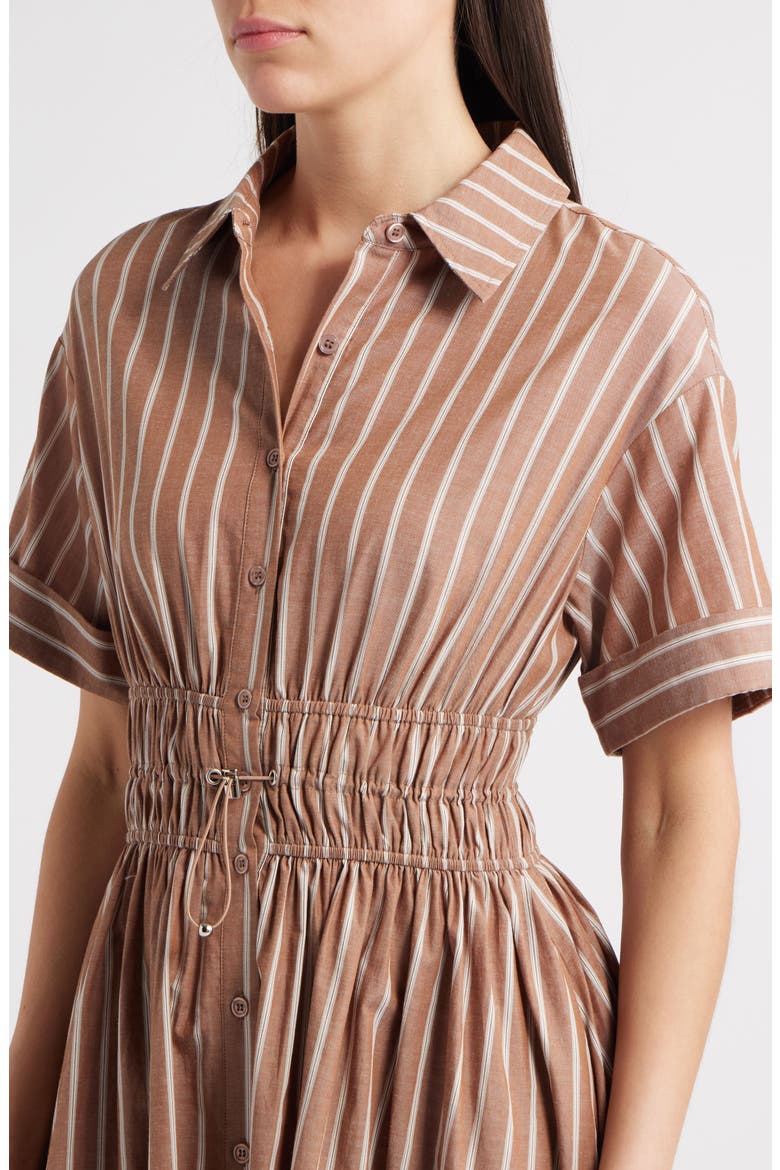 Stripe Cotton Midi Shirtdress, Alternate, color, BROWN TONAL STRIPE