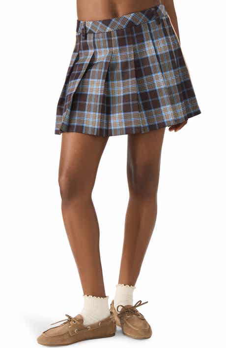 Steve Madden Margo Pleated Plaid Midi Skirt