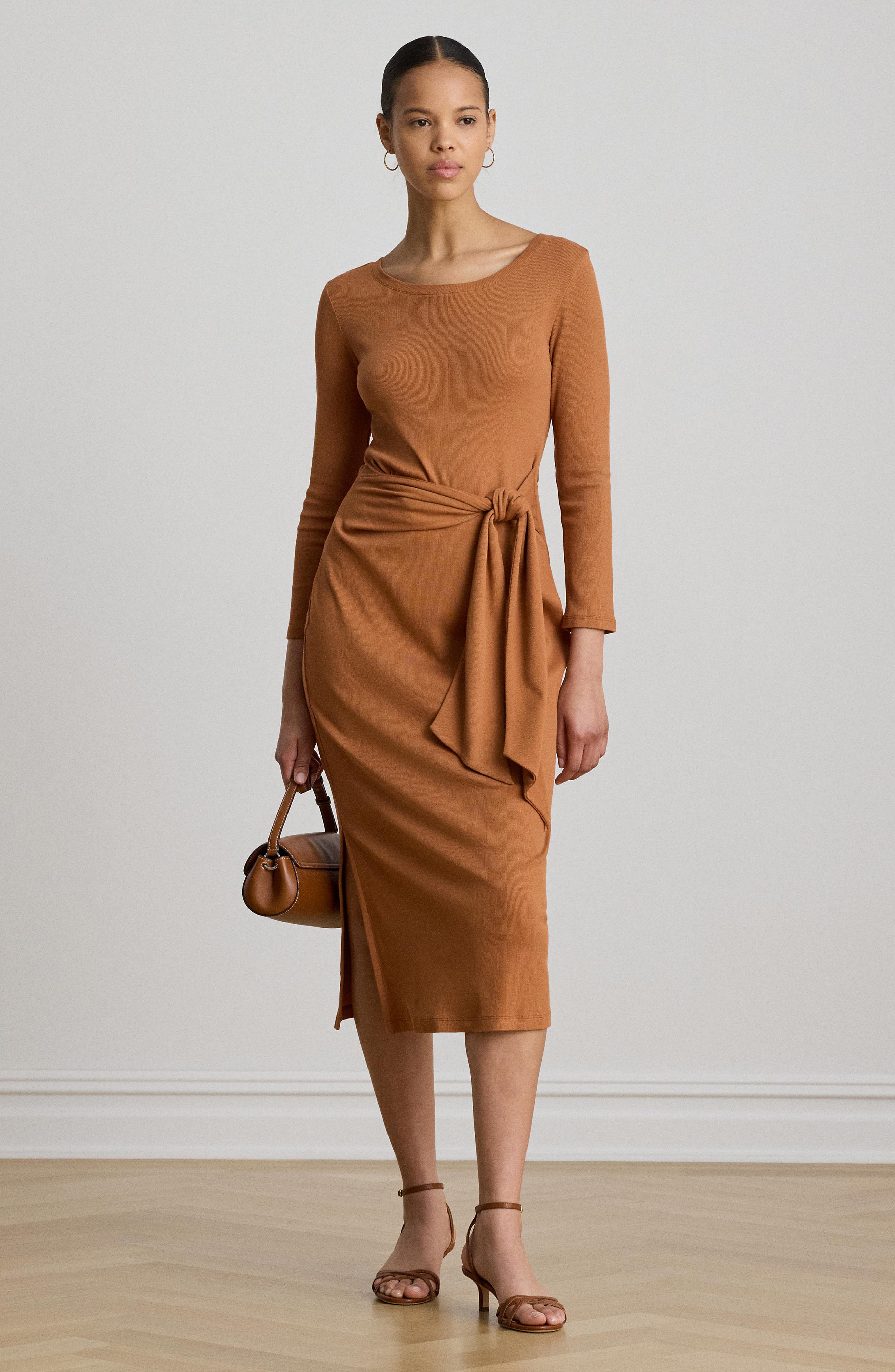 Imalah Tie Waist Rib Cotton Blend Midi Dress - image 2