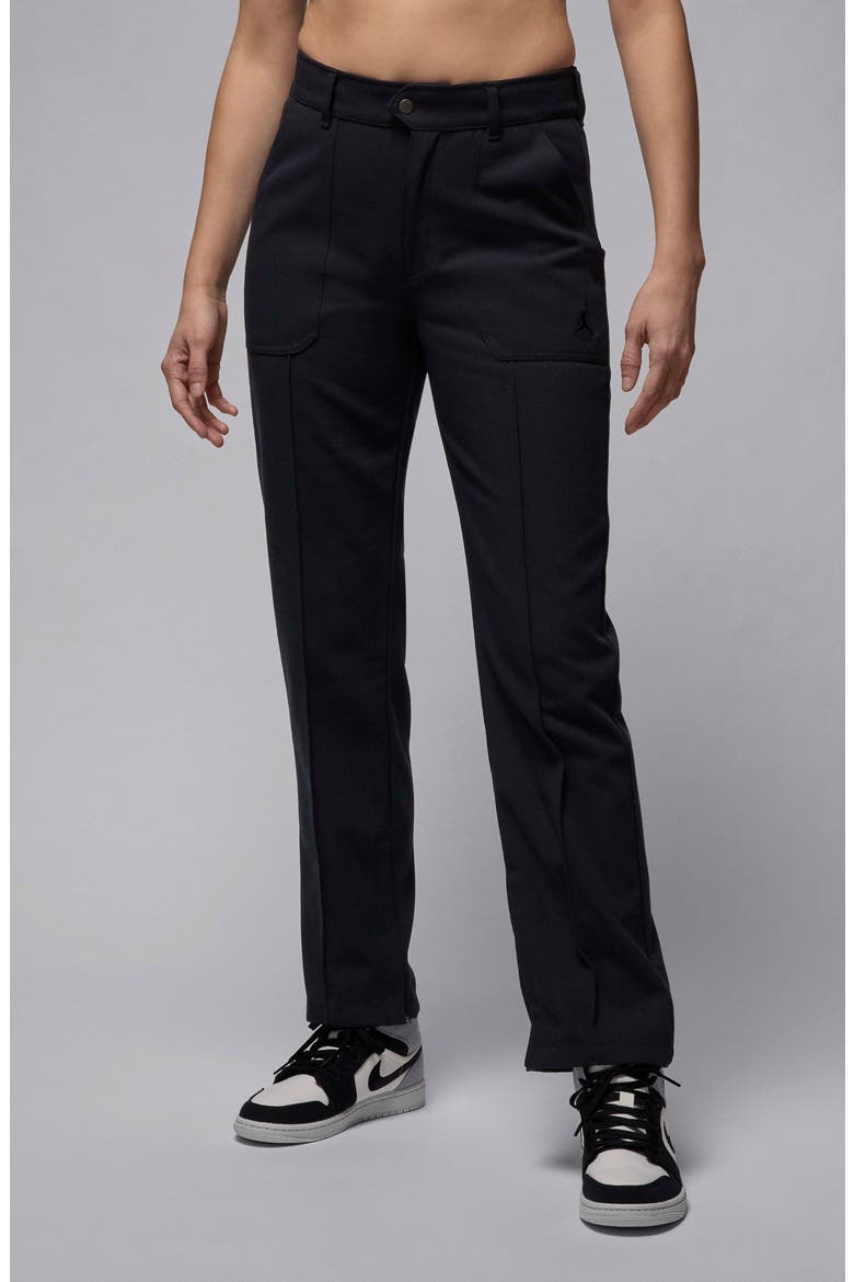 Twill Straight Leg Pants, Main, color, BLACK