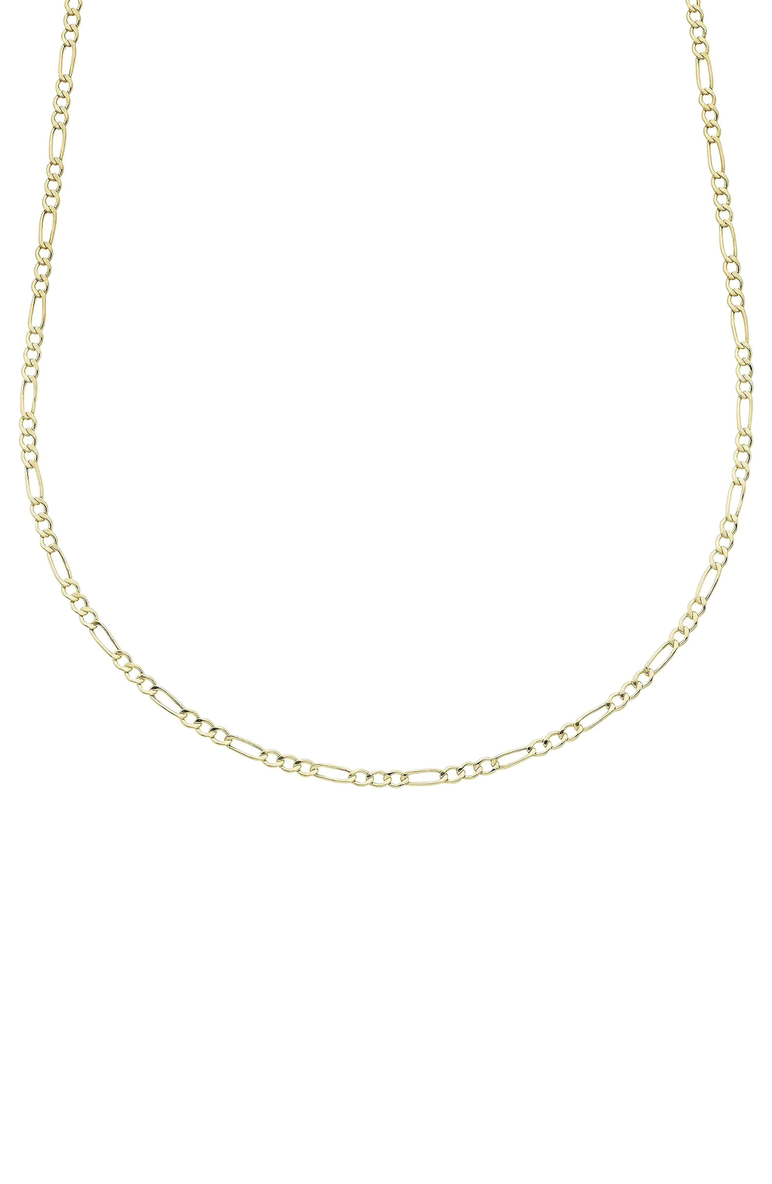 A&M 14K Gold Thin Figaro Chain