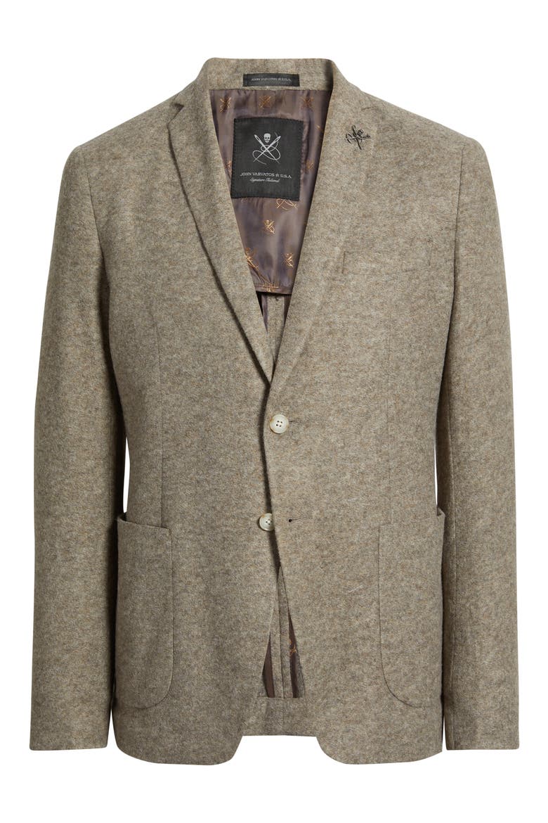 Varick Slim Fit Tan Mélange Felted Sport Coat, Alternate, color, OATMEAL