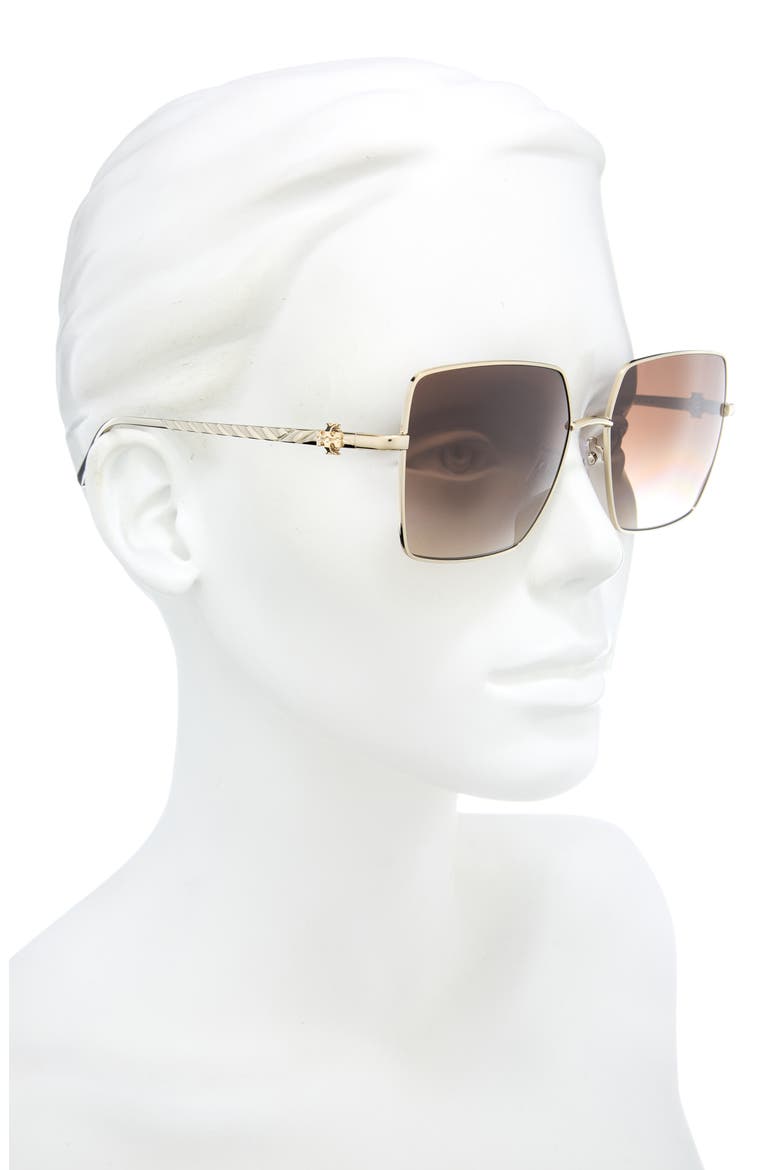 57mm Gradient Square Sunglasses, Alternate, color, SHINY LIGHT GOLD / BROWN