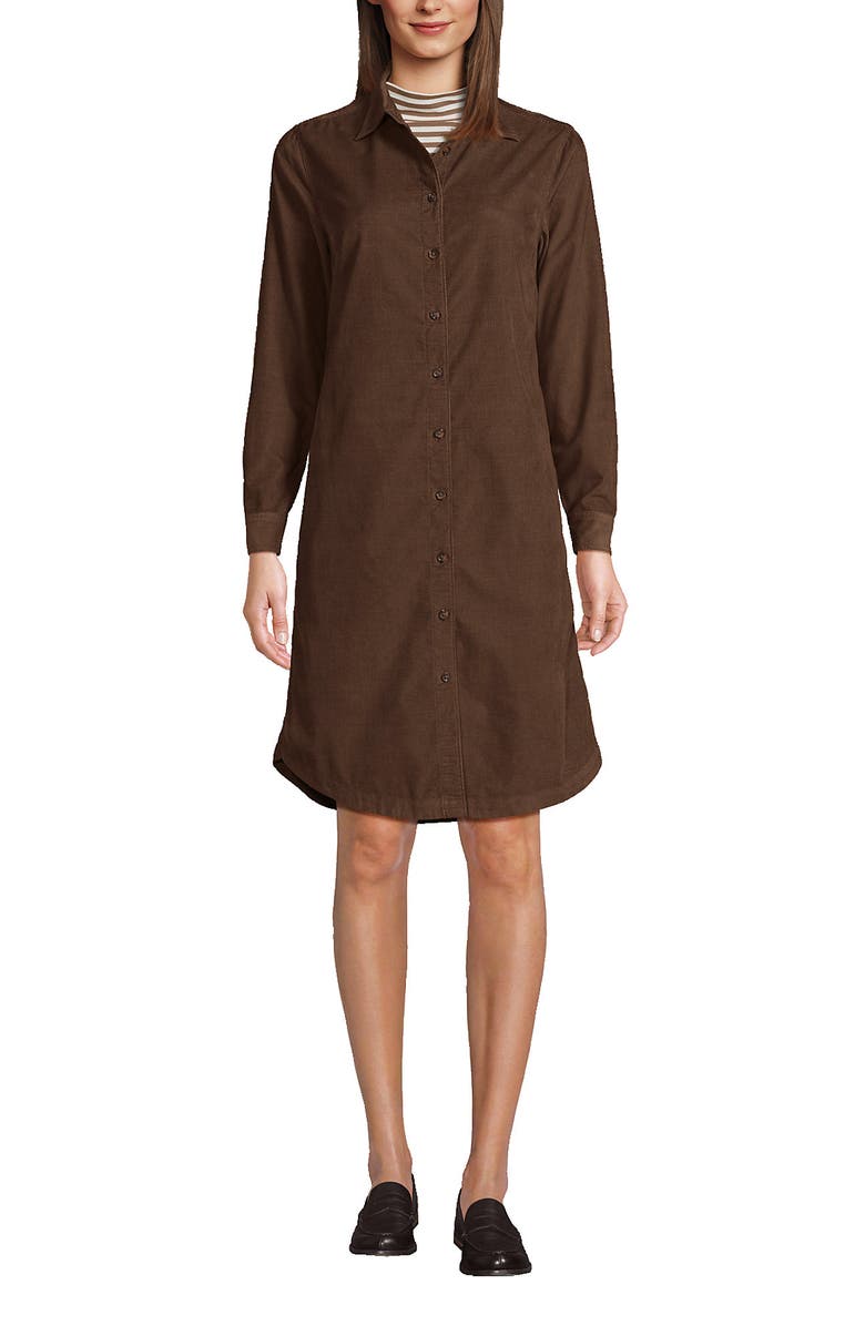 Lands' End Plus Size Pinwale Cord Button Front Dress, Main, color, 
