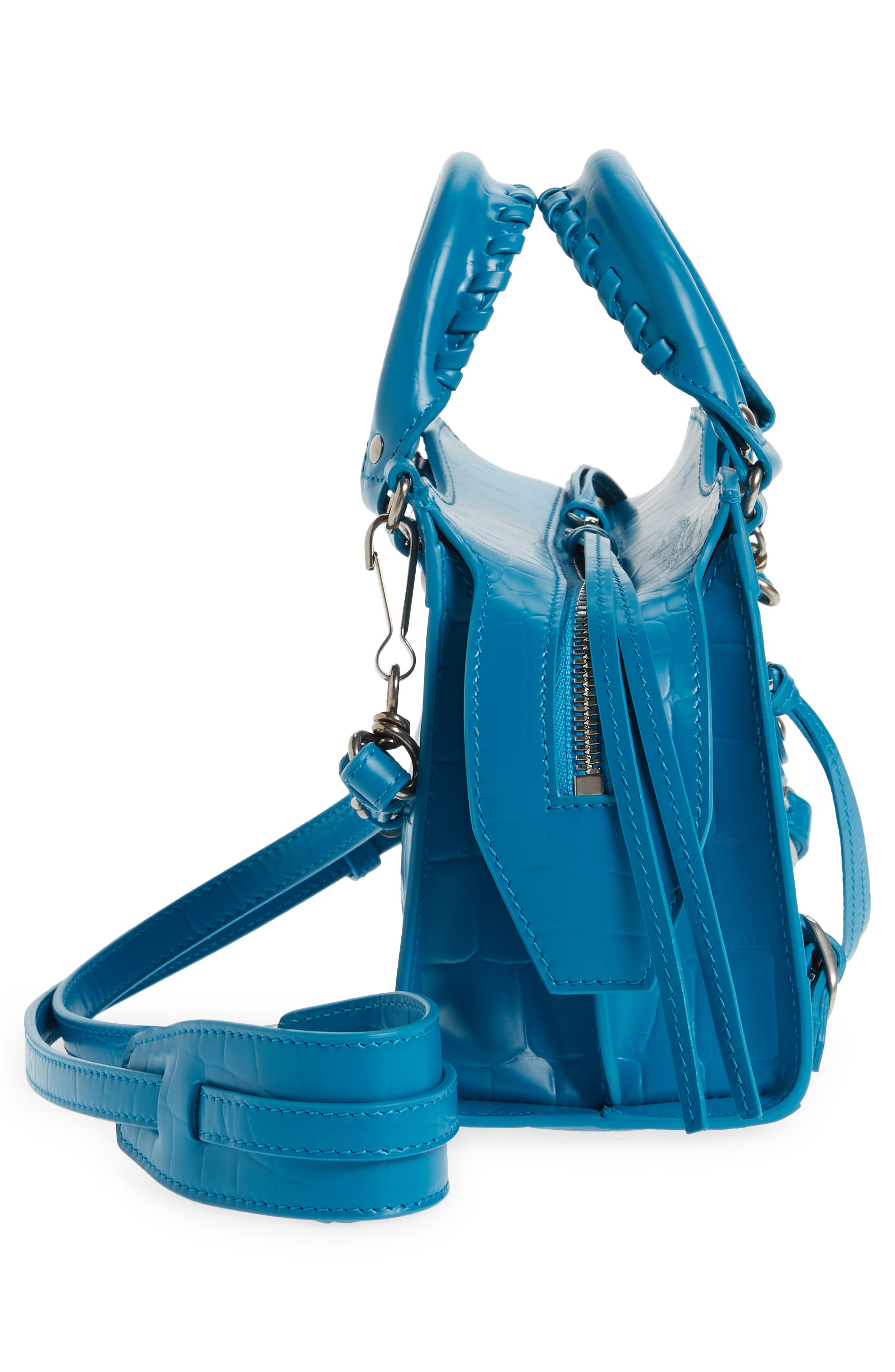 Balenciaga Mini Neo Classic City Croc Embossed Leather Top Handle Bag, Alternate, color, 