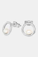Dower & Hall Open Circle & White Pearl Waterfall Earrings