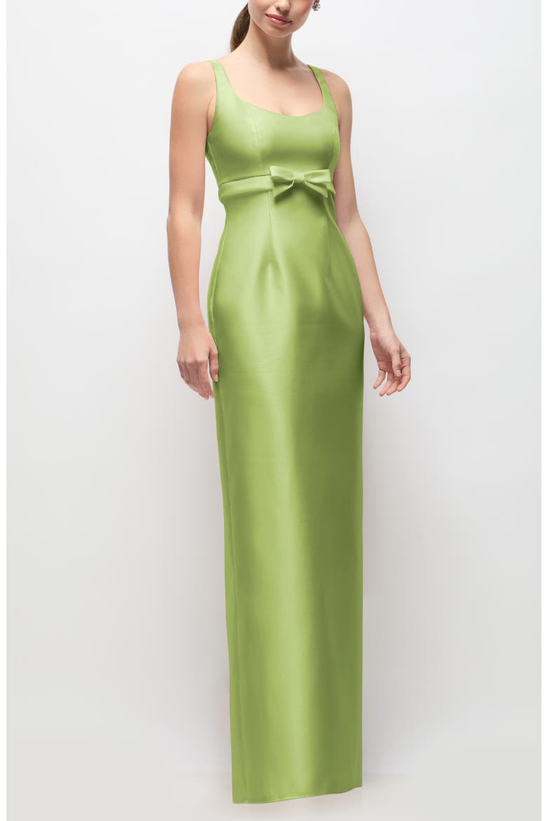 long satin sheath dress Beaded Blue Soft Satin Sheath Long Dress