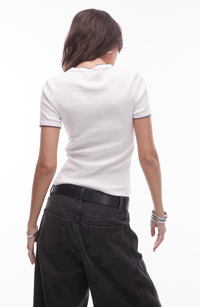 Topshop Pointelle Crop Top, Alternate, color, Ivory