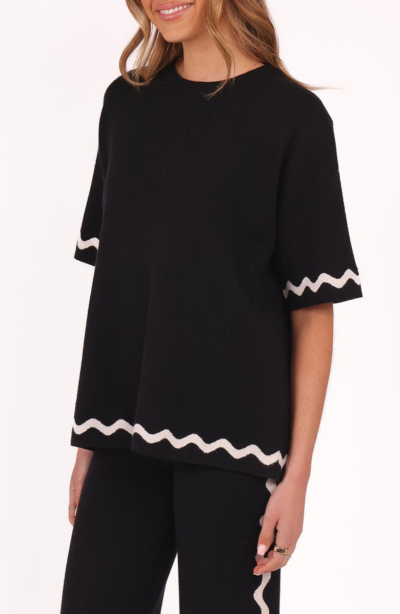 Petal & Pup Vespa Scallop Sweater, Alternate, color, Black White