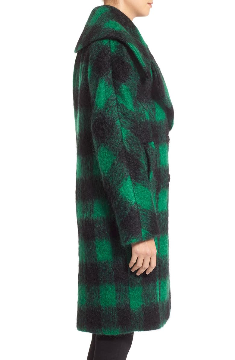 Trina Turk 'Natty' Plaid Double Breasted Long Blanket Coat, Alternate, color, 