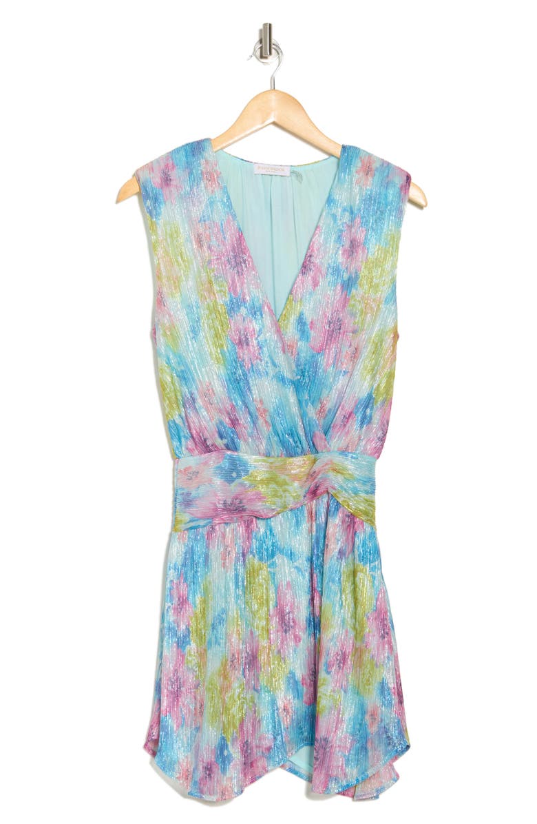 Ramy Brook Matilda Floral Sleeveless Plissé Minidress, Alternate, color, Lime Multi Crinkle Flower Knit