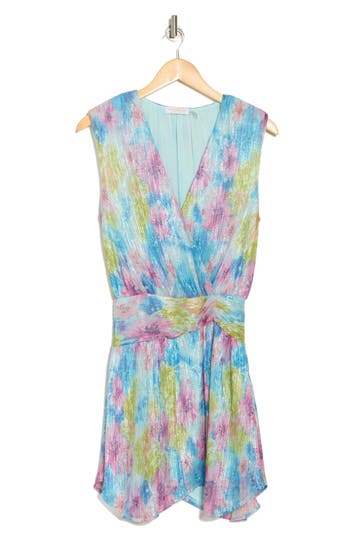 Ramy Brook Women's Matilda Watercolor Minidress In Lime Multi Crinkle Flower Knit