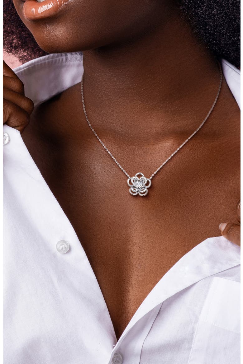 Diamond Pavé Flower Earrings & Necklace Set, Alternate, color, WHITE