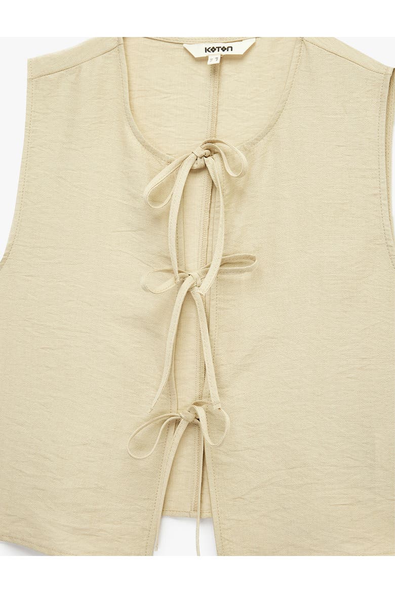 Sleeveless Tie Front Top, Alternate, color, BEIGE