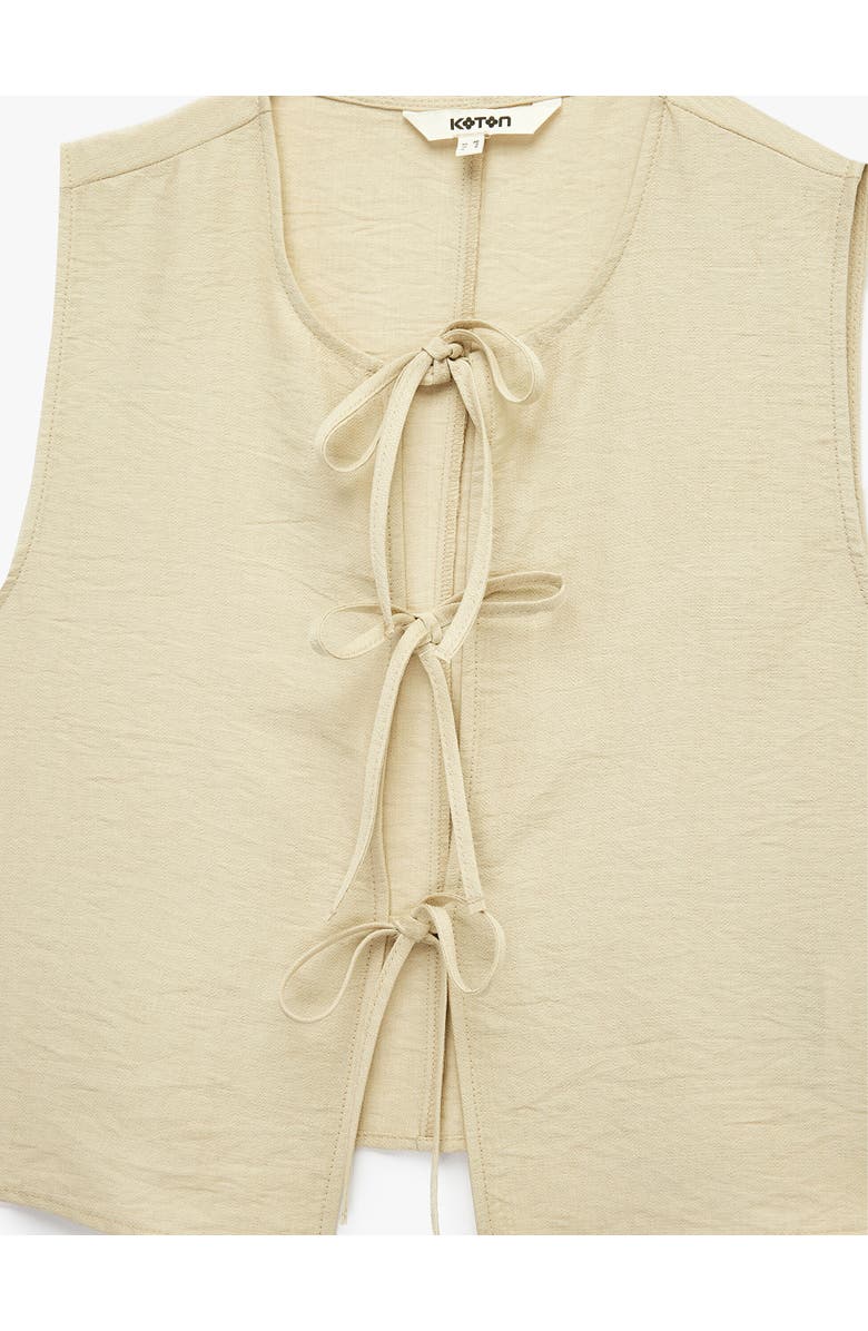 Koton Sleeveless Tie Front Top, Alternate, color, Beige